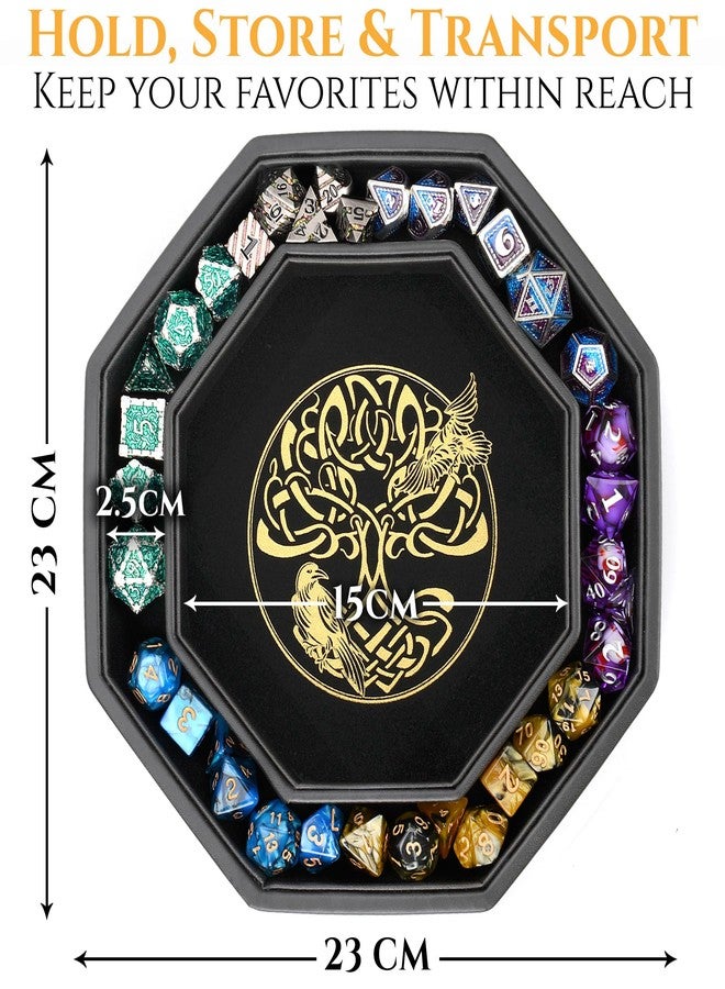 Soar Forge DND Dice Tray - Premium 9 Inch Tray Dungeons and Dragons - Exquisitely Detailed Gold World Tree & Triquetra Design - Perfect Rolling & Box Storage to Protect Your Dice for D&D and RPG - Image 3